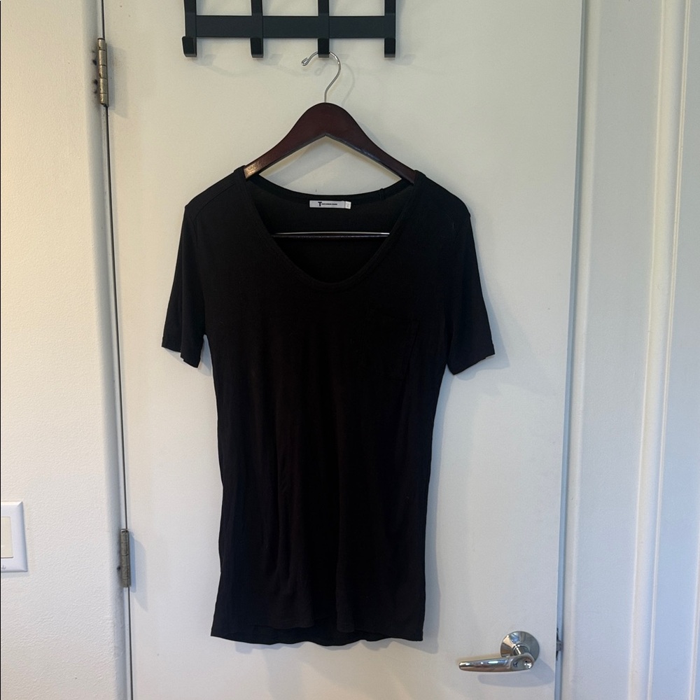 Alexander Wang Black Short Sleeve Scoop Neck Tee